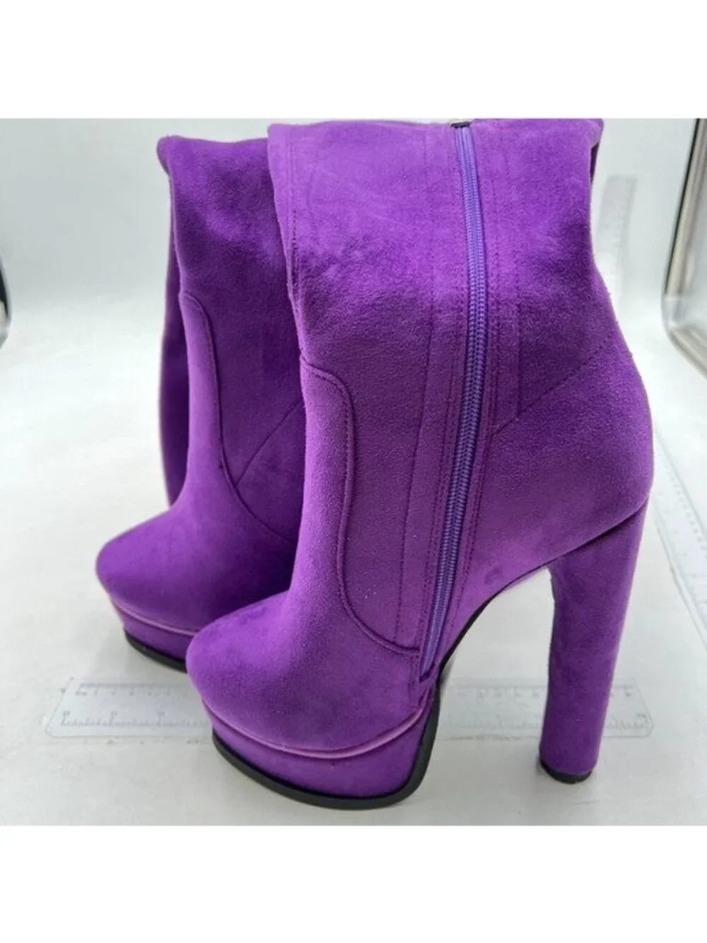 FSJ Sexy Thigh High Long Boots Over The Knee Platform Thick High Heel Purple
